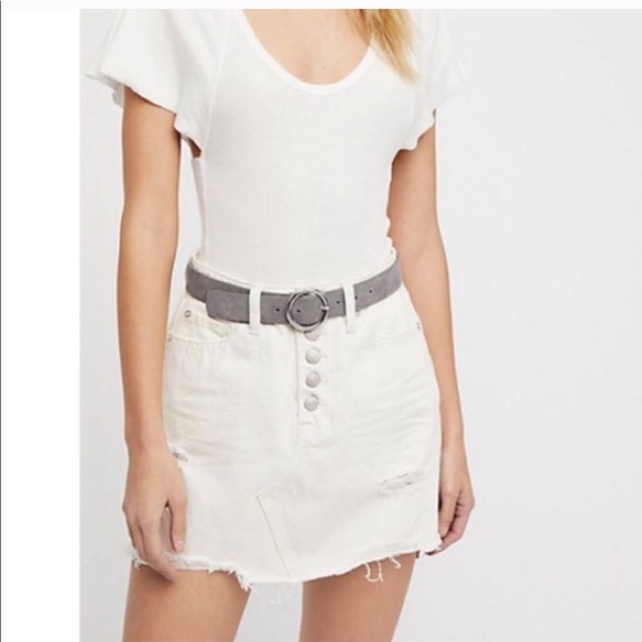 Free People Distressed Denim Skirt - Picture 3 of 6